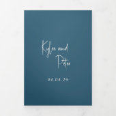 キリーブルー伝統的エレガントな結婚式 三つ折り招待状 (カバー)