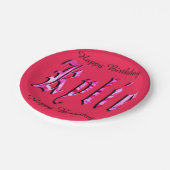 キリー、名前、ロゴ、ピンクの紙パーティープレート。 ペーパープレート (アングル)