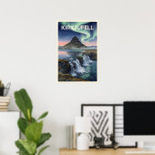 キルキュフェル山 アイスランド レトロ旅行 ポスター (ホームオフィス)