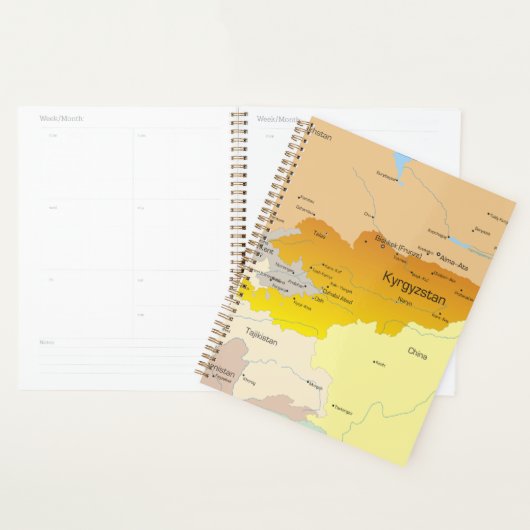 キルギスと中央アジアの政治地図 プランナー手帳 (ディスプレー)