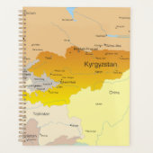 キルギスと中央アジアの政治地図 プランナー手帳 (正面)