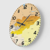 キルギスと中央アジアの政治地図 ラージ壁時計 (傾斜)