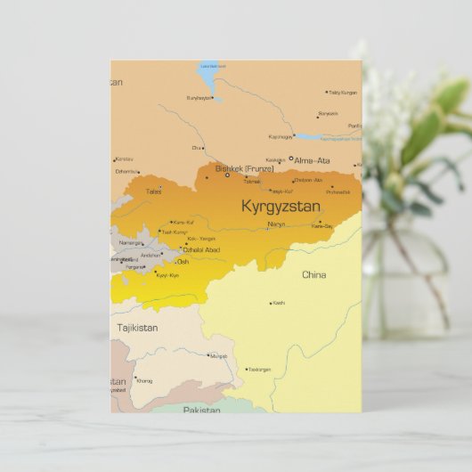 キルギスと中央アジアの政治地図 招待状 (スタンド正面)