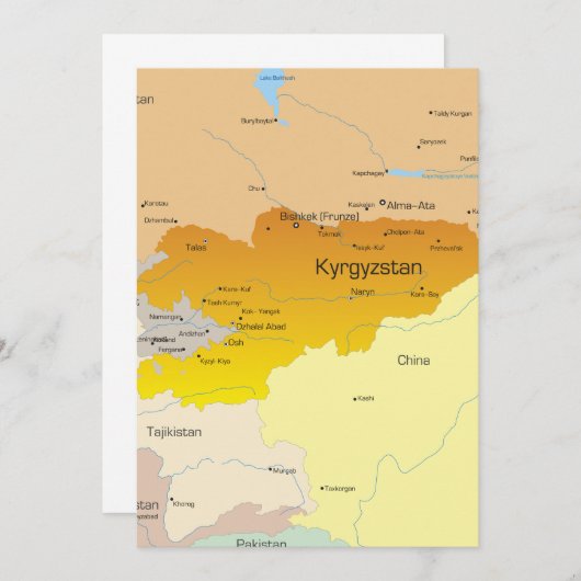 キルギスと中央アジアの政治地図 招待状 (正面/裏面)