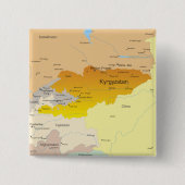 キルギスと中央アジアの政治地図 缶バッジ (正面)
