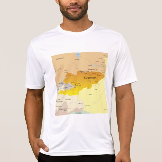 キルギスと中央アジアの政治地図 Tシャツ (正面)
