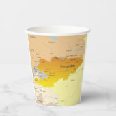 キルギスタンと中央アジアの政治地図 紙コップ (正面)