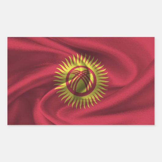 キルギスタンの国旗 長方形シール (正面)