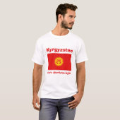 キルギスタンの旗 + 地図 + 文字のTシャツ Tシャツ (正面フル)