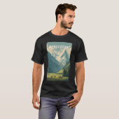 キルギスタン イラスト 旅行 アート ヴィンテージ Tシャツ (正面フル)