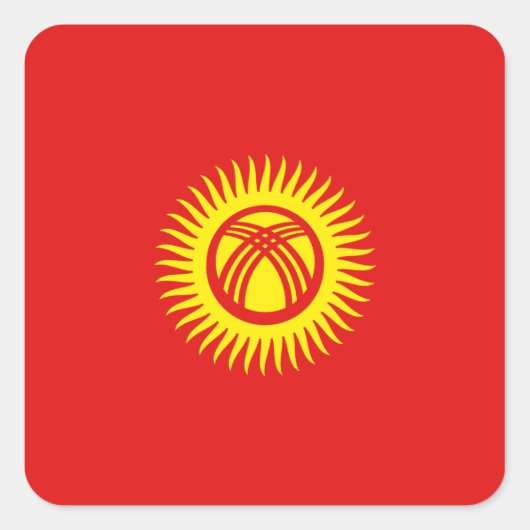 キルギス国旗のシール スクエアシール (正面)