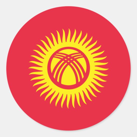 キルギス国旗のシール ラウンドシール (正面)