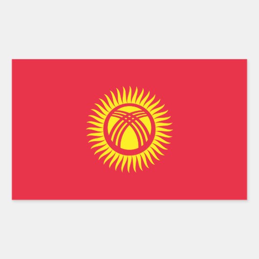 キルギス国旗のシール 長方形シール (正面)