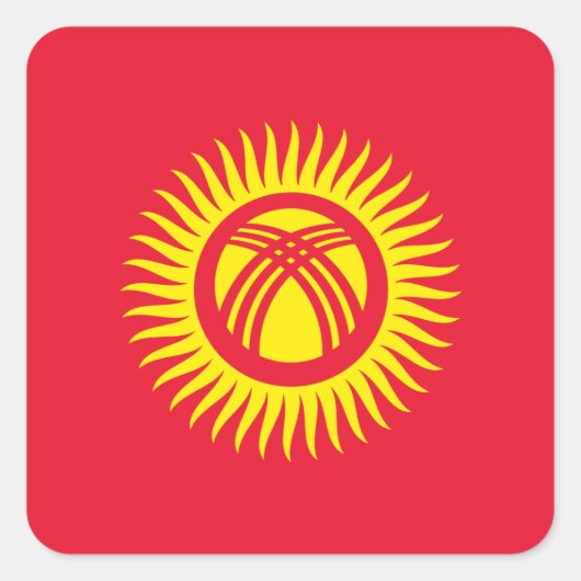 キルギス国旗 スクエアシール (正面)