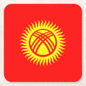 キルギス国旗 スクエアペーパーコースター (正面)