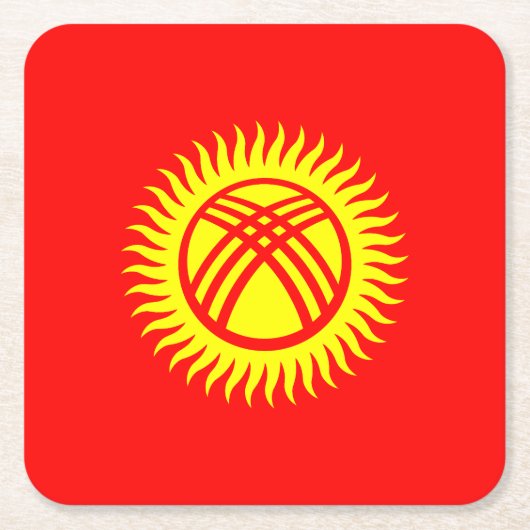キルギス国旗 スクエアペーパーコースター (正面)