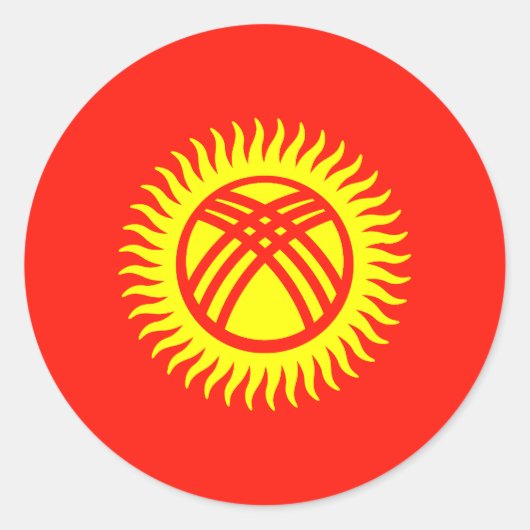 キルギス国旗 ラウンドシール (正面)