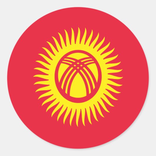 キルギス国旗 ラウンドシール (正面)
