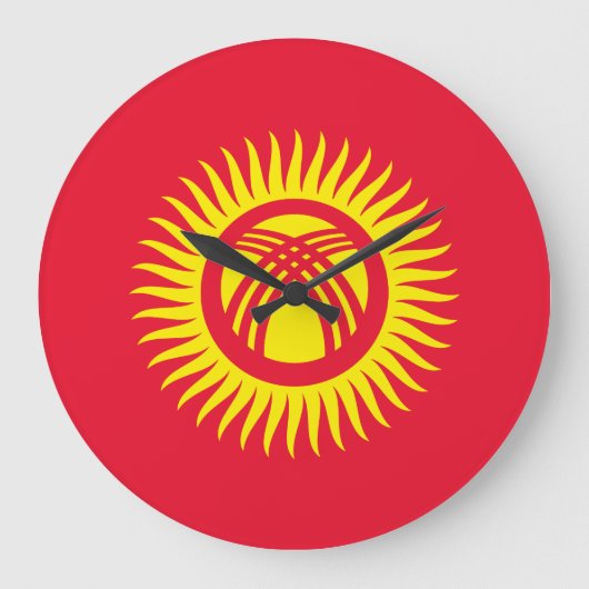 キルギス国旗 ラージ壁時計 (正面)