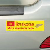 キルギス国旗+地図ステッカー バンパーステッカー (車上)