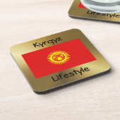 キルギス国旗+文字コースター コースター (左側)