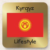 キルギス国旗+文字コースター コースター (正面)