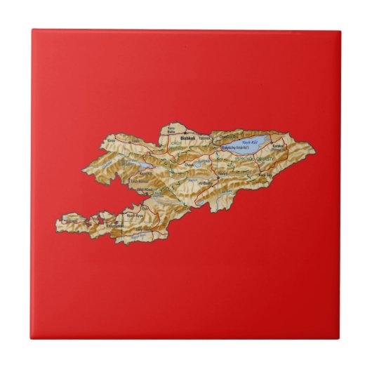 キルギス地図タイル タイル (正面)