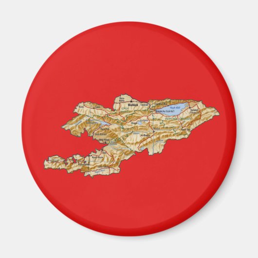 キルギス地図マグネット マグネット (正面)