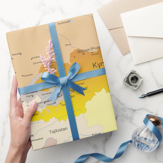 キルギス地図ラッピング紙 ラッピングペーパー
