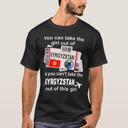 キルギス搭乗券キルギスタン女子キルギス Tシャツ (正面)