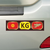 キルギス 国旗 地図 コード ステッカー (車上)