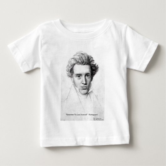 キルケゴール "自分を愛する" 愛の引用ギフトなど ベビーTシャツ (正面)