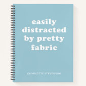 キルターおもしろいファブリック引用文名パーソナライズされたブルー ノートブック (正面)