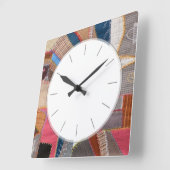 キルターのアンティークアメリカンキルトパターン スクエア壁時計 (傾斜)