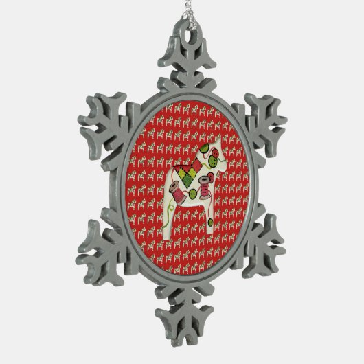 キルターのクリスマスオーナメント スノーフレークピューターオーナメント (左)