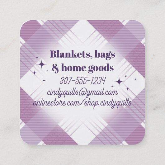 キルターキルティングブロックキルトファブリック工芸品フローラ スクエア名刺 (裏面)