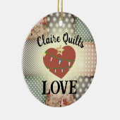キルターキルティングラブパーソナライズされたクリスマス セラミックオーナメント (右)
