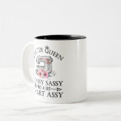 キルタークイーンおもしろい裁縫工芸品ピンクフローラ ツートーンマグカップ (正面左)