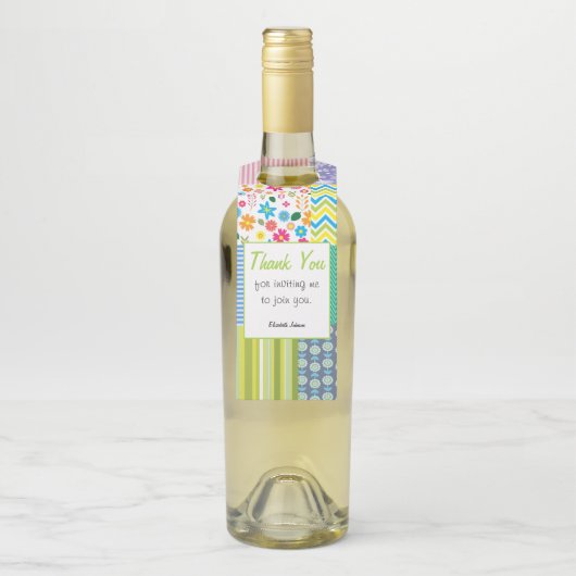 キルターパッチワークカスタムホステスギフトワインボトル ボトルネックタグ (ボトル)