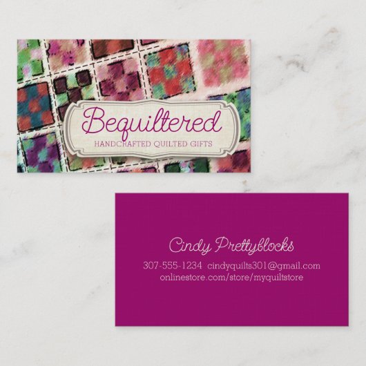 キルターブロックキルティング裁縫シーストレス工芸 名刺 (正面/裏面)