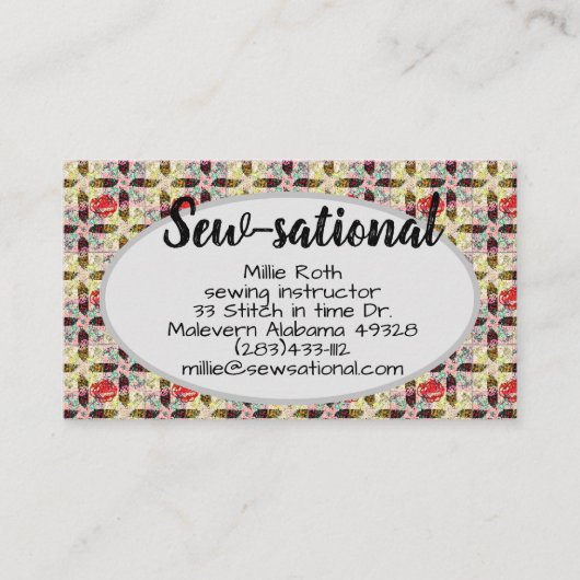 キルター裁縫ショップ名刺キルトパターン 名刺 (正面)