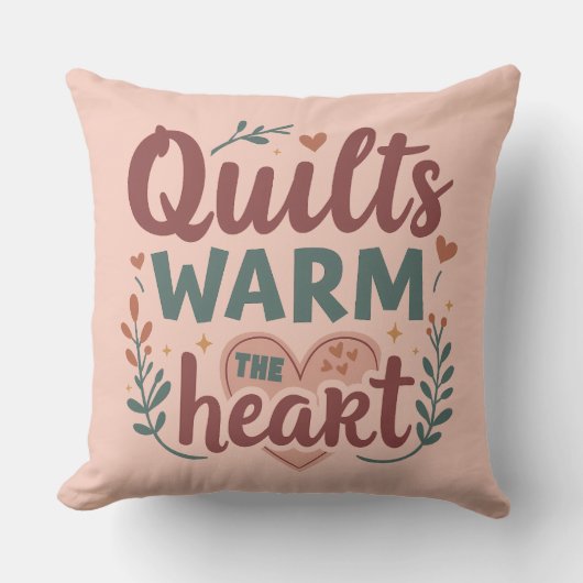 "キルツウォームザハート"コージーキルティングコテージコア クッション (正面)