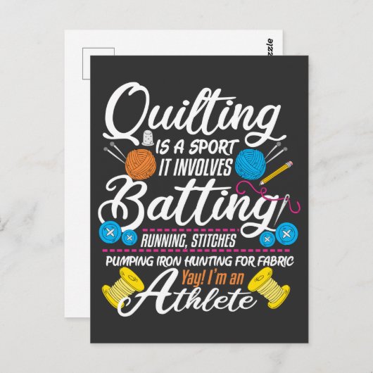 キルティングおもしろい裁縫ギフトキルター及び下毛糸 ポストカード (正面/裏面)