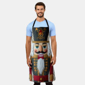 キルティングされたクリスマスくるみ割り エプロン (着用した状態)