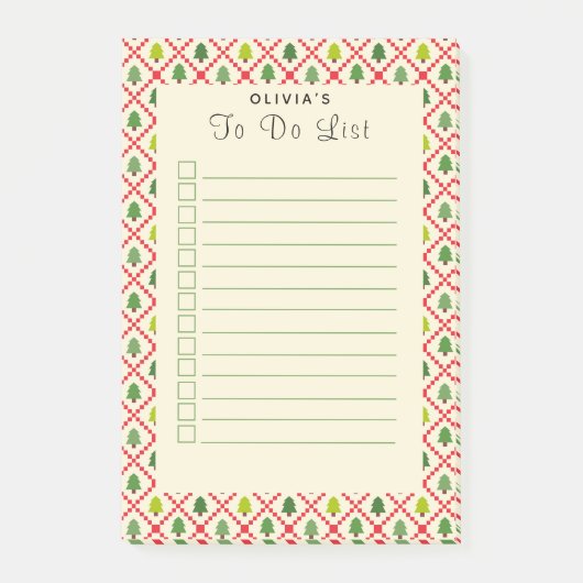 キルティングされたクリスマスツリーのリストにポストイットノート ポストイット (正面)