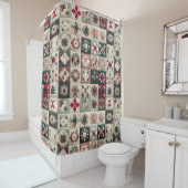 キルティングされたクリスマスデザイン シャワーカーテン (インサイチュ)