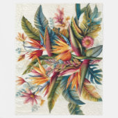 キルティングされた熱帯花 フリースブランケット (正面)