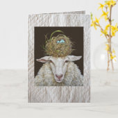 キルティングされた背景に羊のカードをジュディス カード (黄色い花)