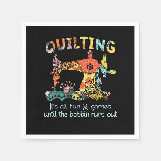 キルティングその全おもしろいとボビンアウトまでゲ走ーム スタンダードカクテルナプキン (正面)