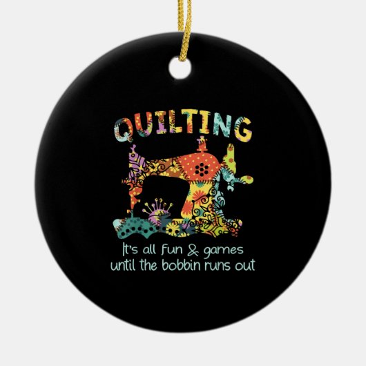 キルティングその全おもしろいとボビンアウトまでゲ走ーム セラミックオーナメント (正面)